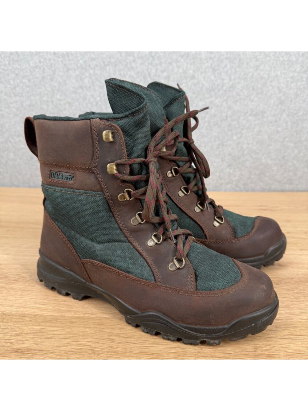 LL Bean Womens Leather Hiking Trail Sherpa Lined Boots Size 8 Brown Lace Up GORP